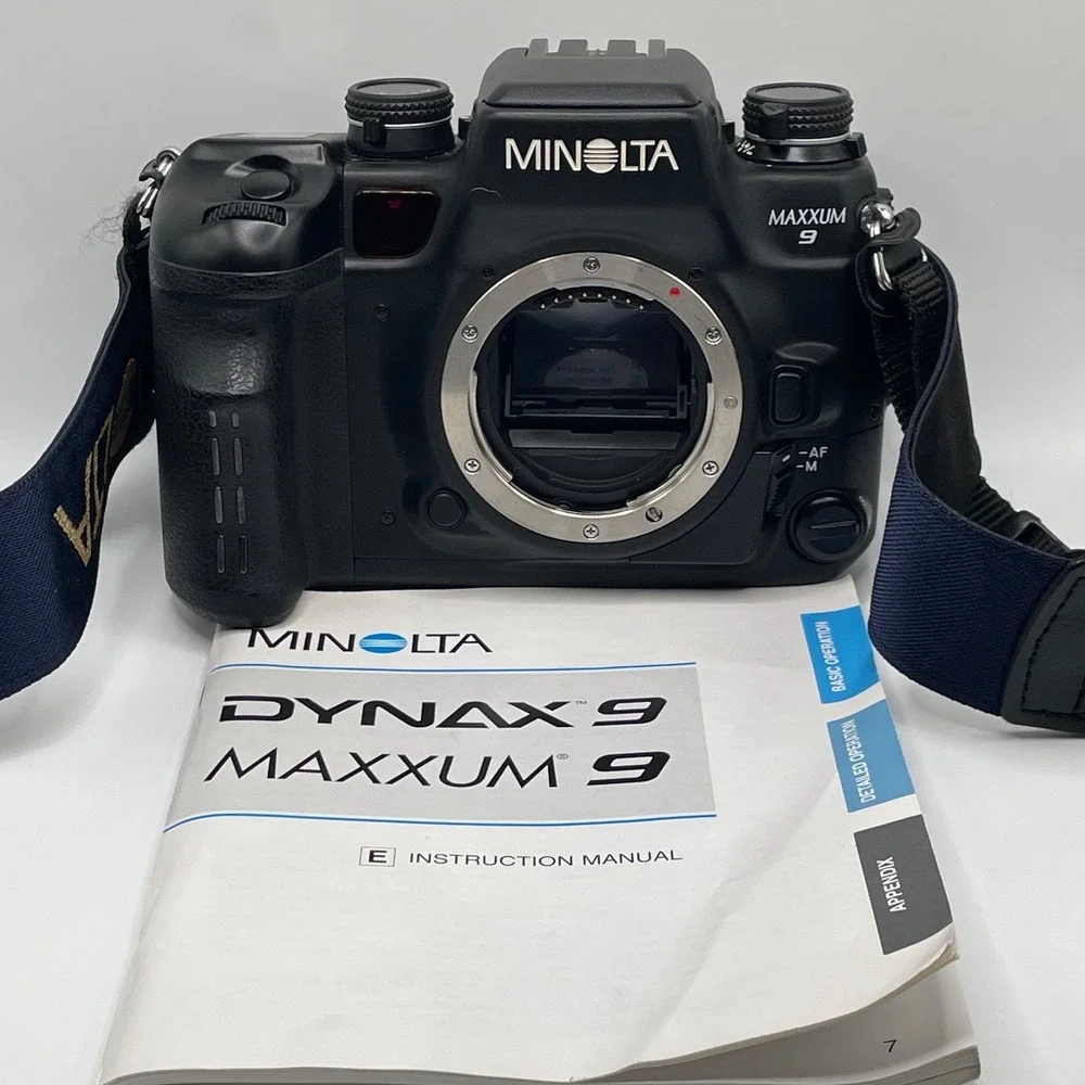 Minolta Maxxum 9 35mm SLR Film Camera w Strap and Manual Camera Only Fast Ship🔥